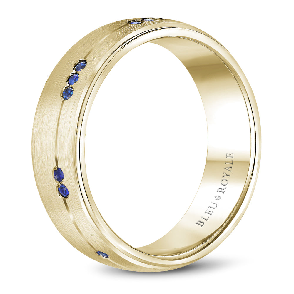 Bleu Royale Wedding Band 7.50mm Yellow 18k Gold With 10 RD TCW 0.08ct