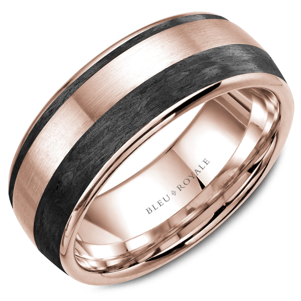 Bleu Royale Distinct Wedding Band 8.50mm 18k & Forged Carbon Fiber