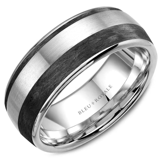 Bleu Royale Distinct Wedding Band 8.50mm Platinum 950 & Forged Carbon Fiber