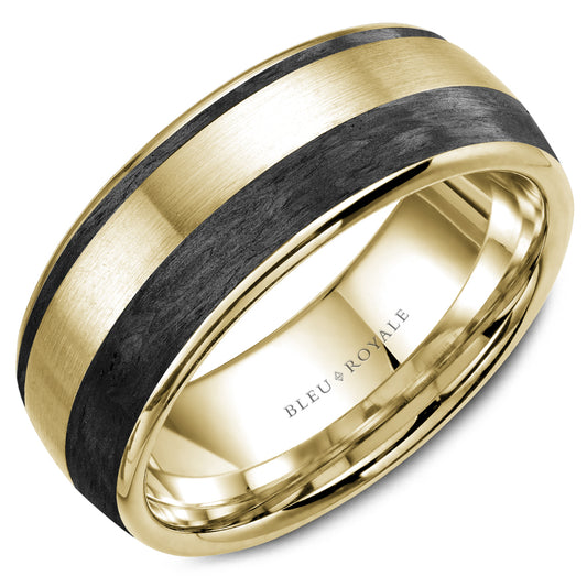 Bleu Royale Distinct Wedding Band 8.50mm 18k & Forged Carbon Fiber