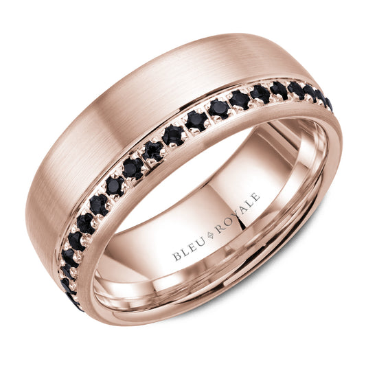 Bleu Royale Wedding Band 8.50mm Rose 14k Gold With 38 RD TCW 0.87ct