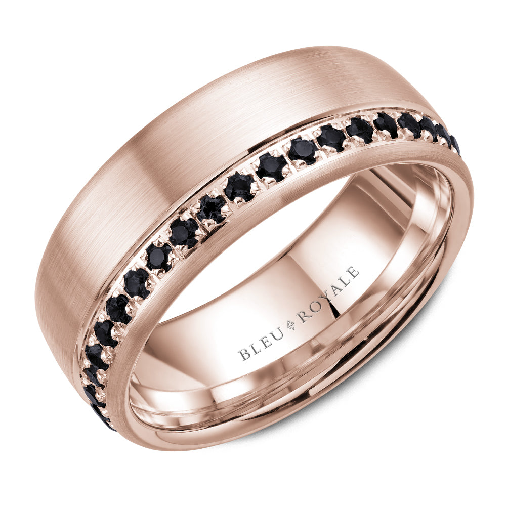 Bleu Royale Wedding Band 8.50mm Rose 18k Gold With 38 RD TCW 0.87ct