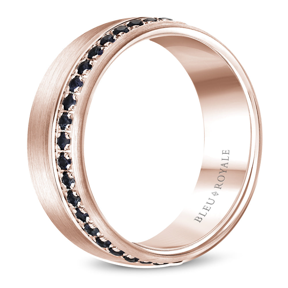 Bleu Royale Wedding Band 8.50mm Rose 14k Gold With 38 RD TCW 0.87ct