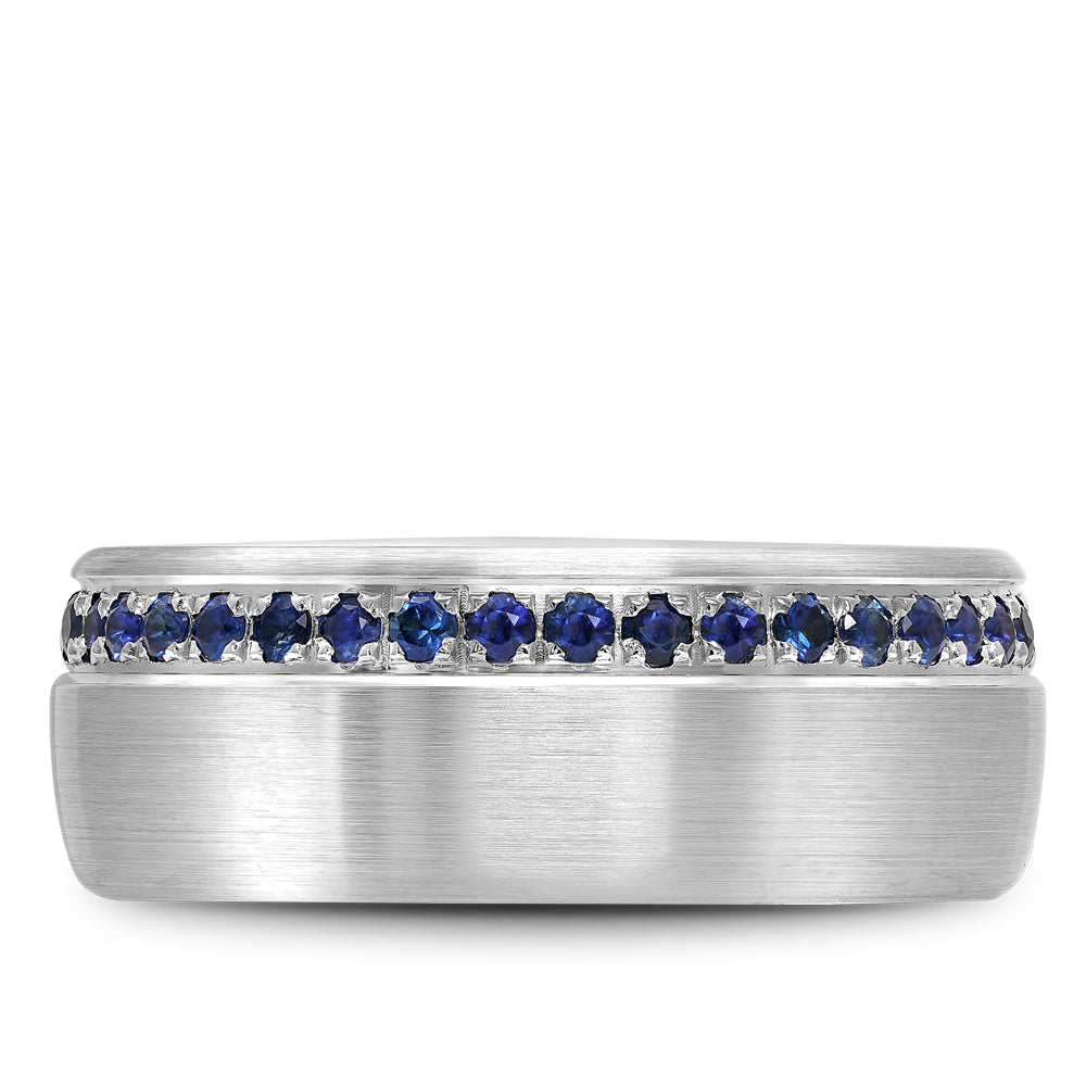 Bleu Royale Wedding Band 8.50mm White 18k Gold With 38 RD TCW 0.87ct