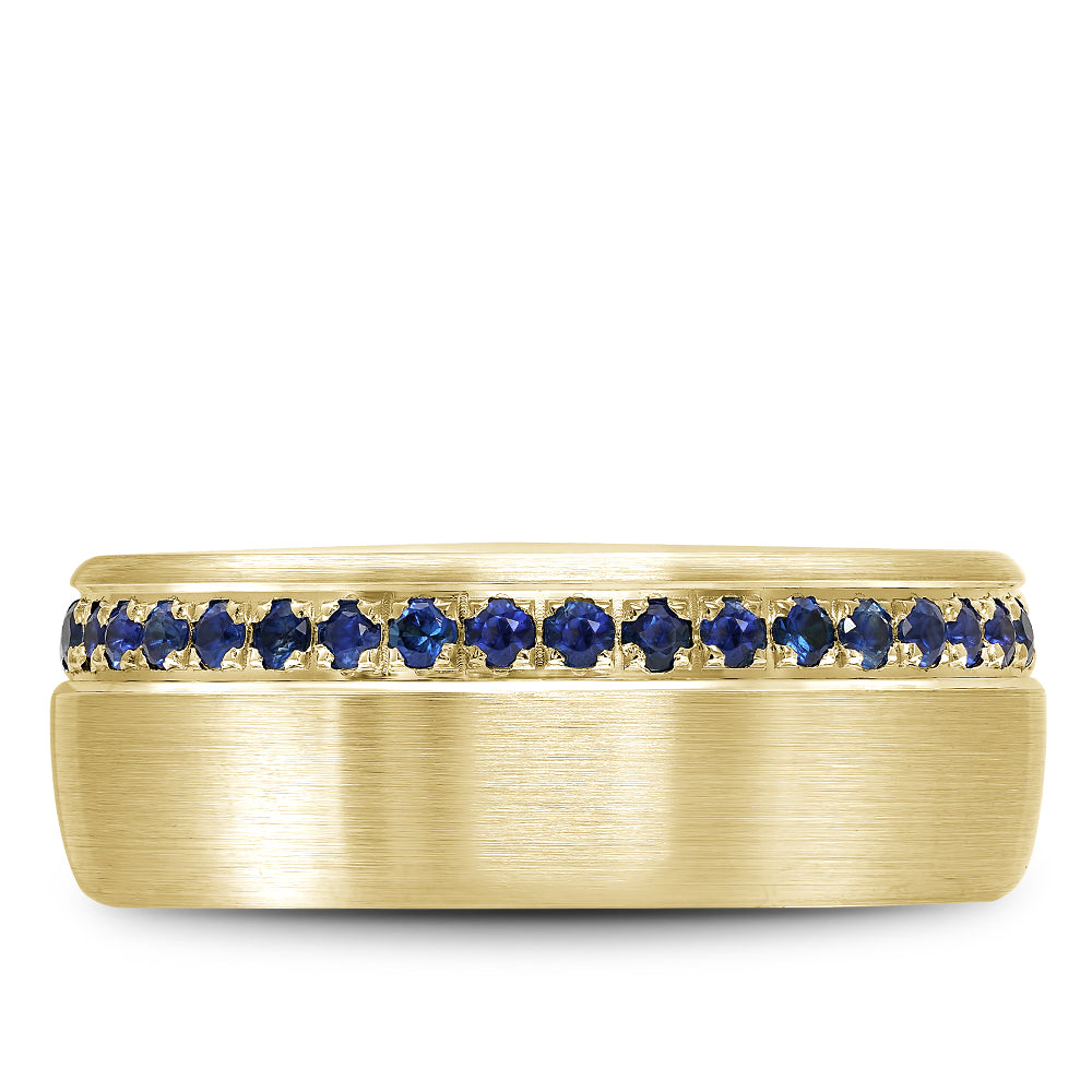 Bleu Royale Wedding Band 8.50mm Yellow 14k Gold With 38 RD TCW 0.87ct