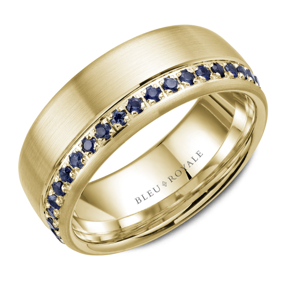 Bleu Royale Wedding Band 8.50mm Yellow 18k Gold With 38 RD TCW 0.87ct