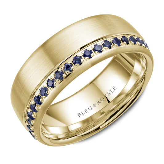Bleu Royale Wedding Band 8.50mm Yellow 18k Gold With 38 RD TCW 0.87ct