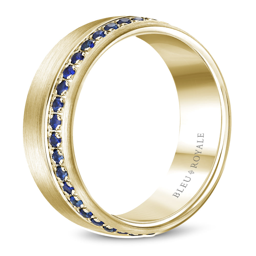 Bleu Royale Wedding Band 8.50mm Yellow 14k Gold With 38 RD TCW 0.87ct