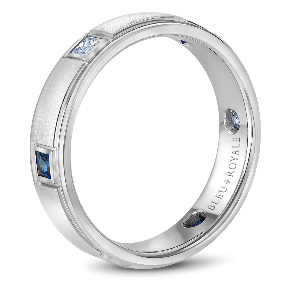Bleu Royale Wedding Band 5.50mm Platinum With 3 PR TCW 0.33ct And 3 PR TCW 0.3ct