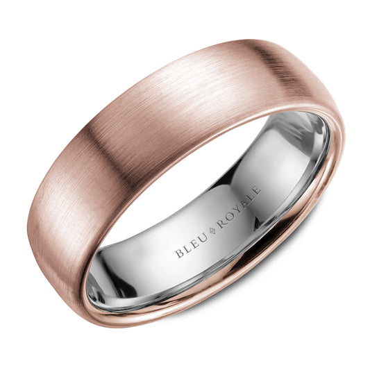 Bleu Royale Legacy Wedding Band 6.50mm Rose and White 14k Gold