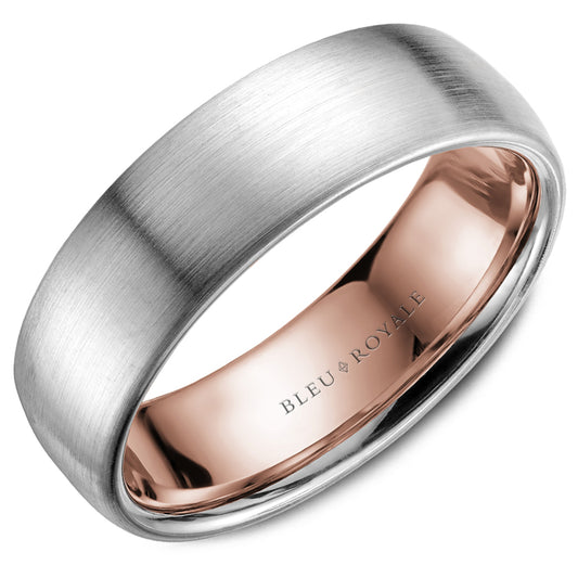 Bleu Royale Legacy Wedding Band 6.50mm White and Rose 18k Gold