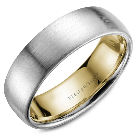 Bleu Royale Legacy Wedding Band 6.50mm White and Yellow 18k Gold