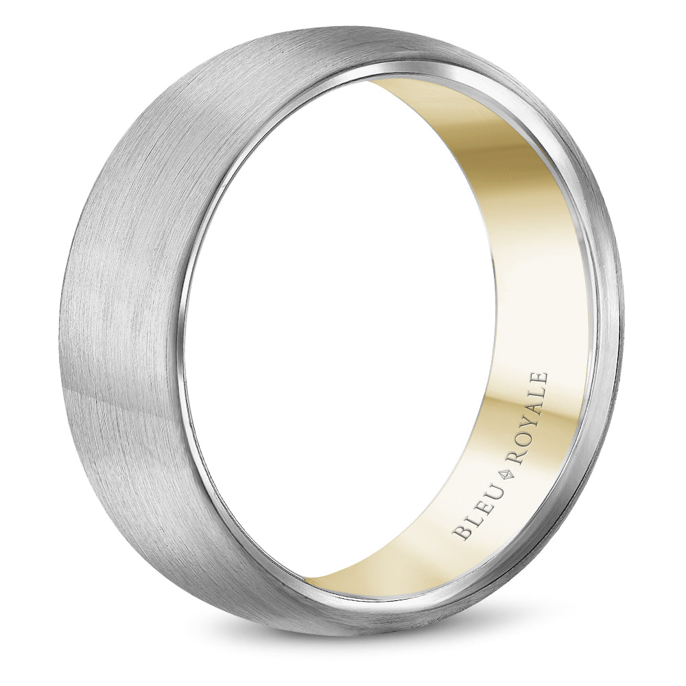 Bleu Royale Legacy Wedding Band 6.50mm White and Yellow 14k Gold