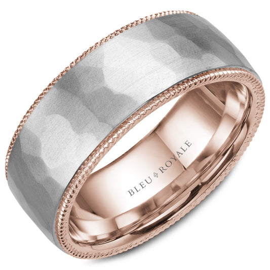 Bleu Royale Legacy Wedding Band 8.50mm White and Rose 18k Gold