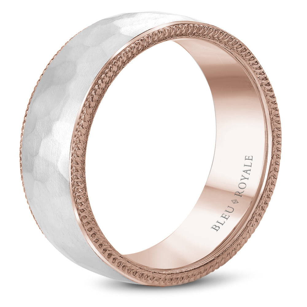 Bleu Royale Legacy Wedding Band 8.50mm White and Rose 18k Gold