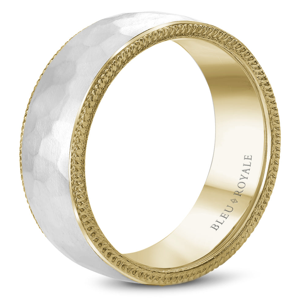 Bleu Royale Legacy Wedding Band 8.50mm White and Yellow 18k Gold