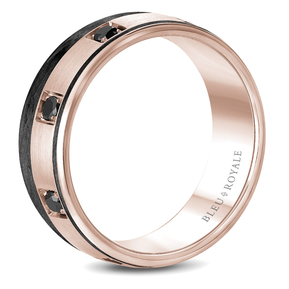 Bleu Royale Wedding Band 8.50mm 14k & Forged Carbon Fiber