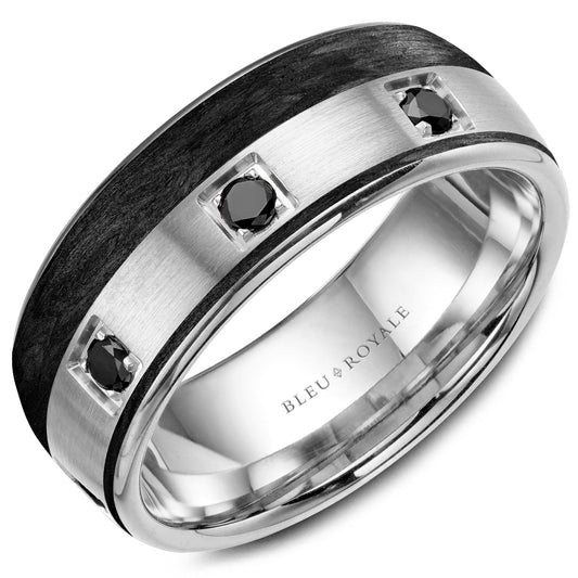 Bleu Royale Wedding Band 8.50mm Platinum 950 & Forged Carbon Fiber