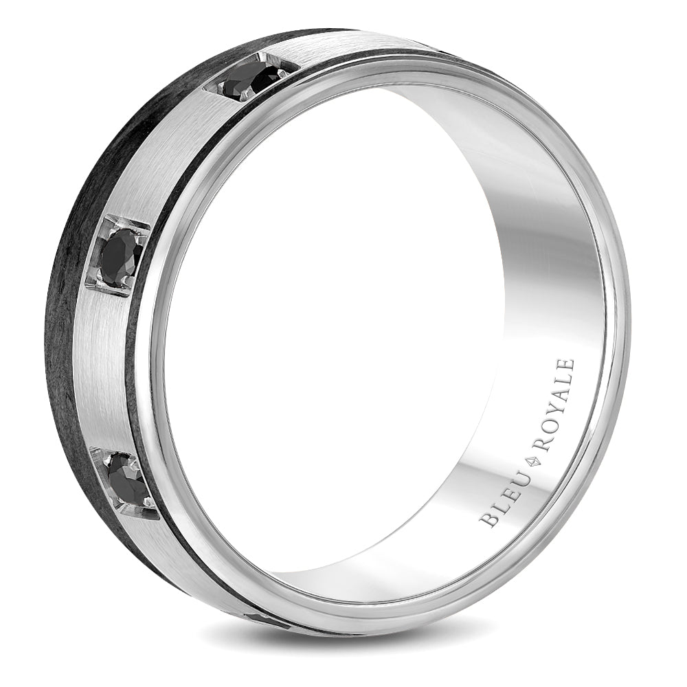 Bleu Royale Wedding Band 8.50mm 14k & Forged Carbon Fiber