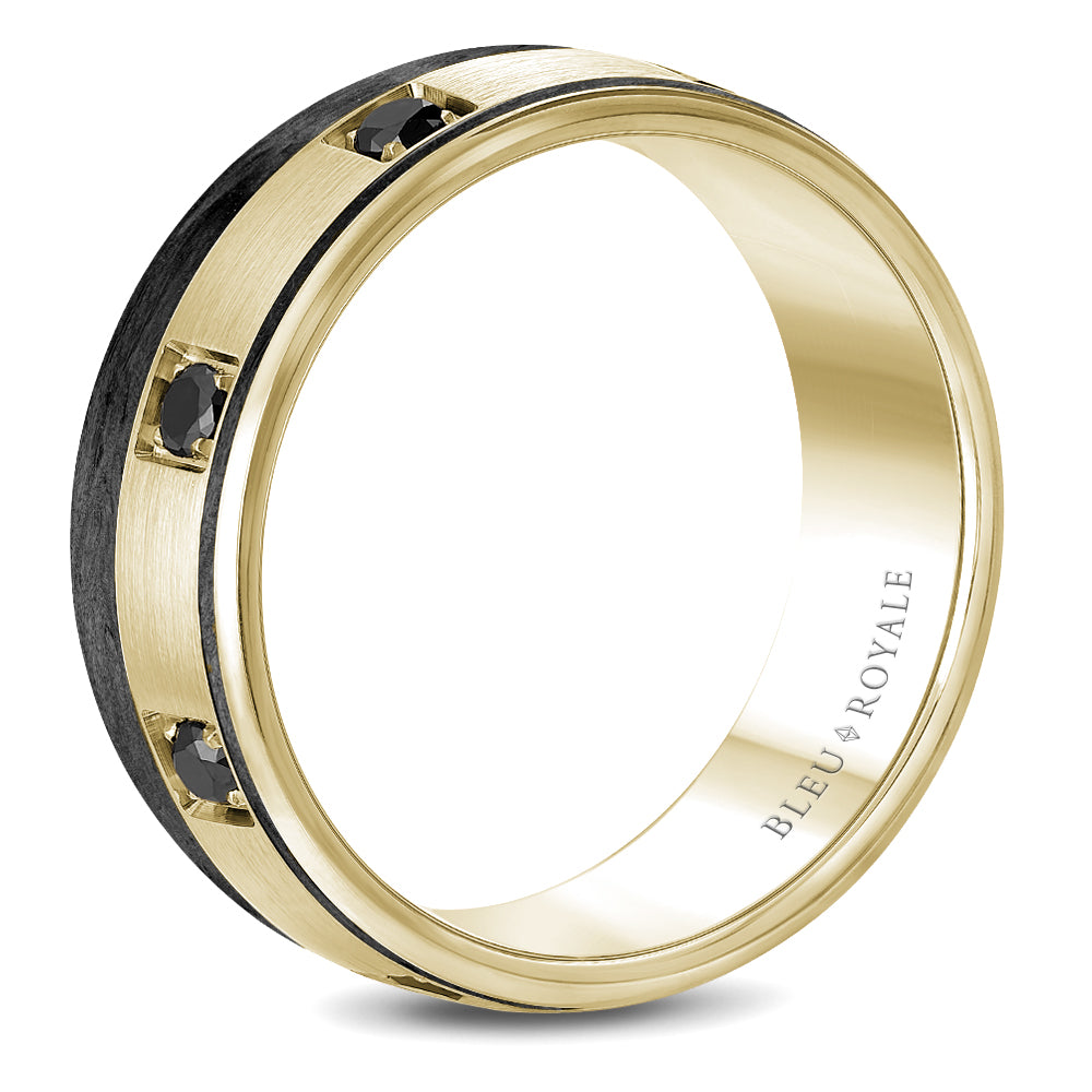 Bleu Royale Wedding Band 8.50mm 18k & Forged Carbon Fiber