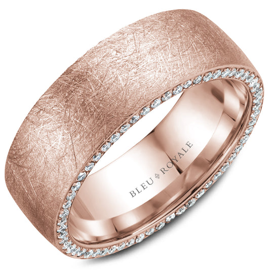 Bleu Royale Wedding Band 8.00mm Rose 14k Gold With 110 RD TCW 0.68ct