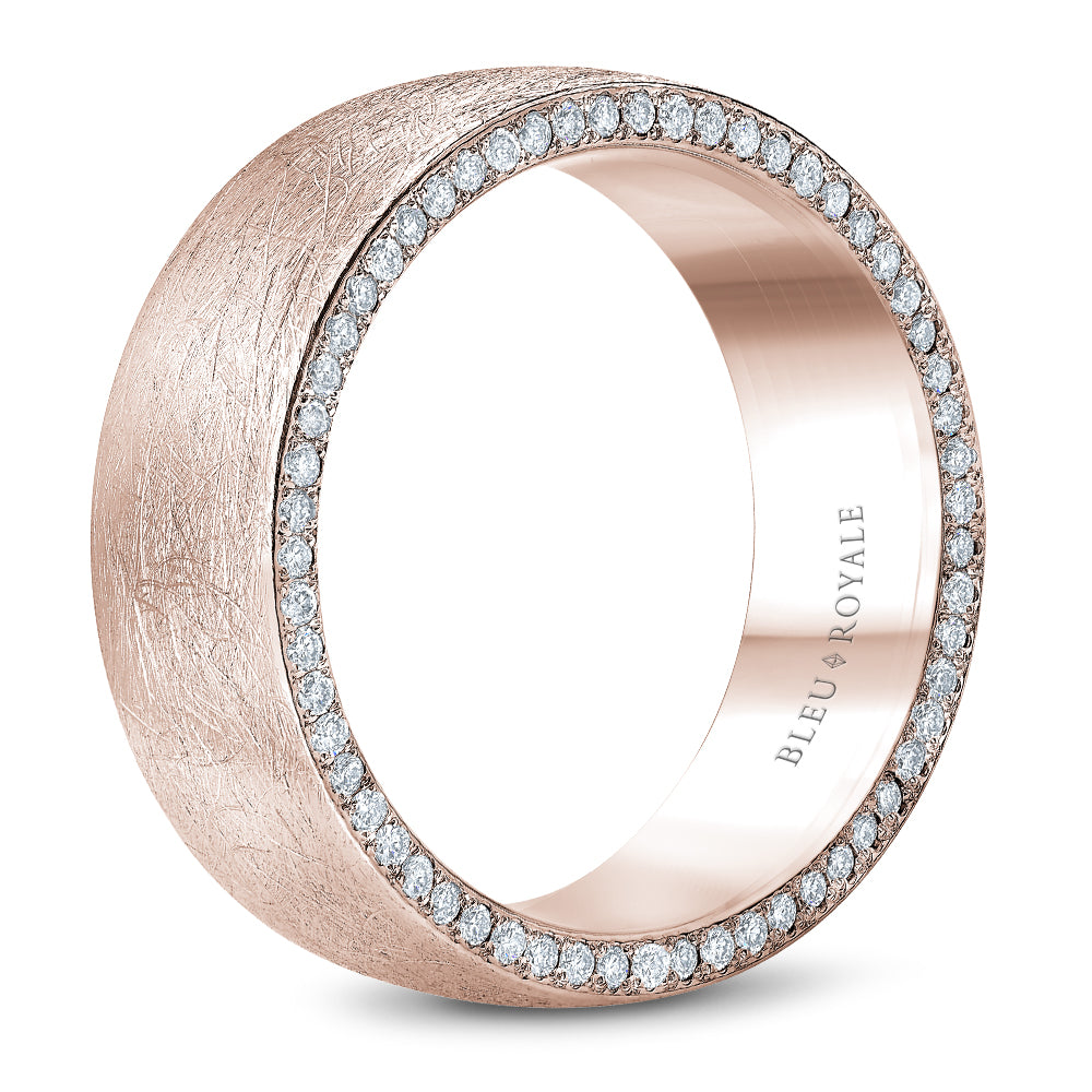 Bleu Royale Wedding Band 8.00mm Rose 14k Gold With 110 RD TCW 0.68ct