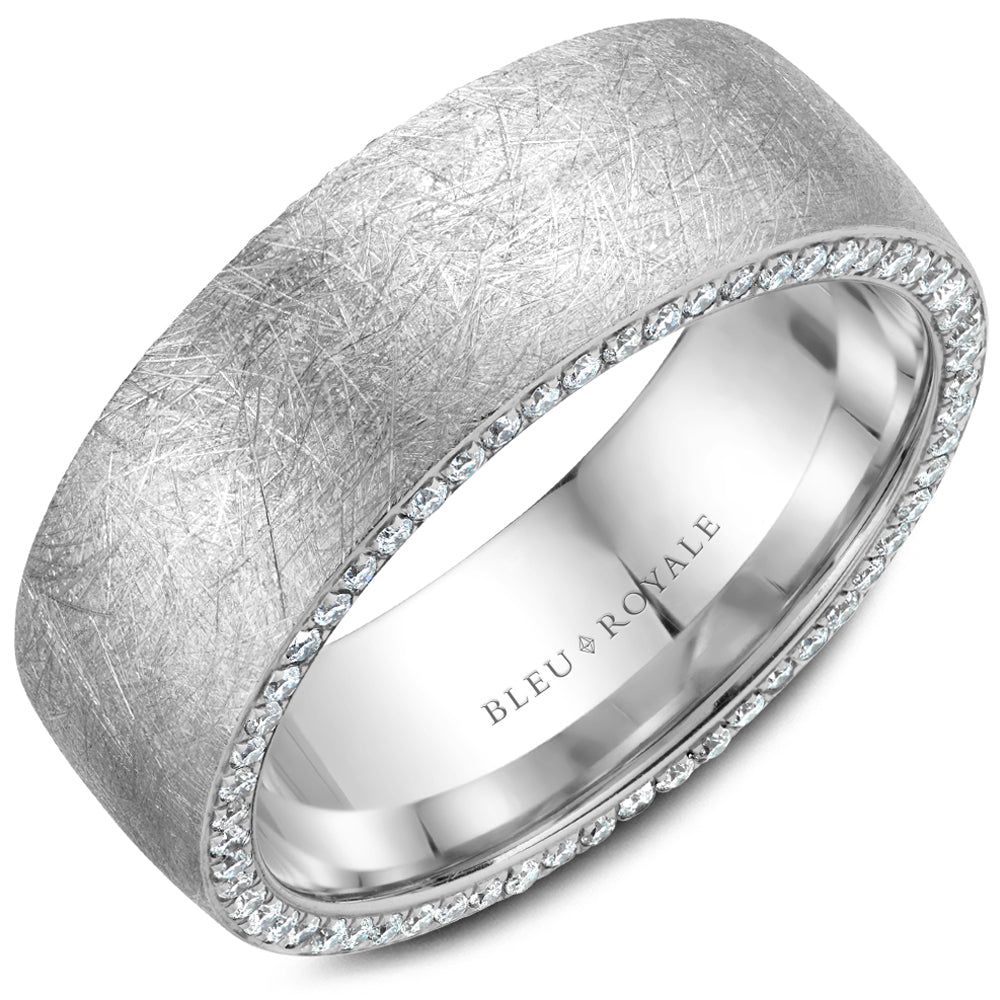 Bleu Royale Wedding Band 8.00mm Platinum With 110 RD TCW 0.68ct
