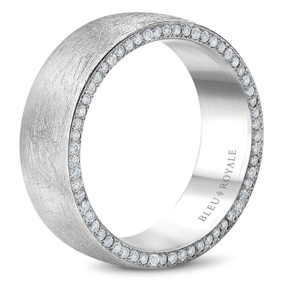 Bleu Royale Wedding Band 8.00mm Platinum With 110 RD TCW 0.68ct
