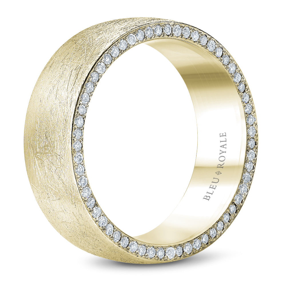 Bleu Royale Wedding Band 8.00mm Yellow 14k Gold With 110 RD TCW 0.68ct
