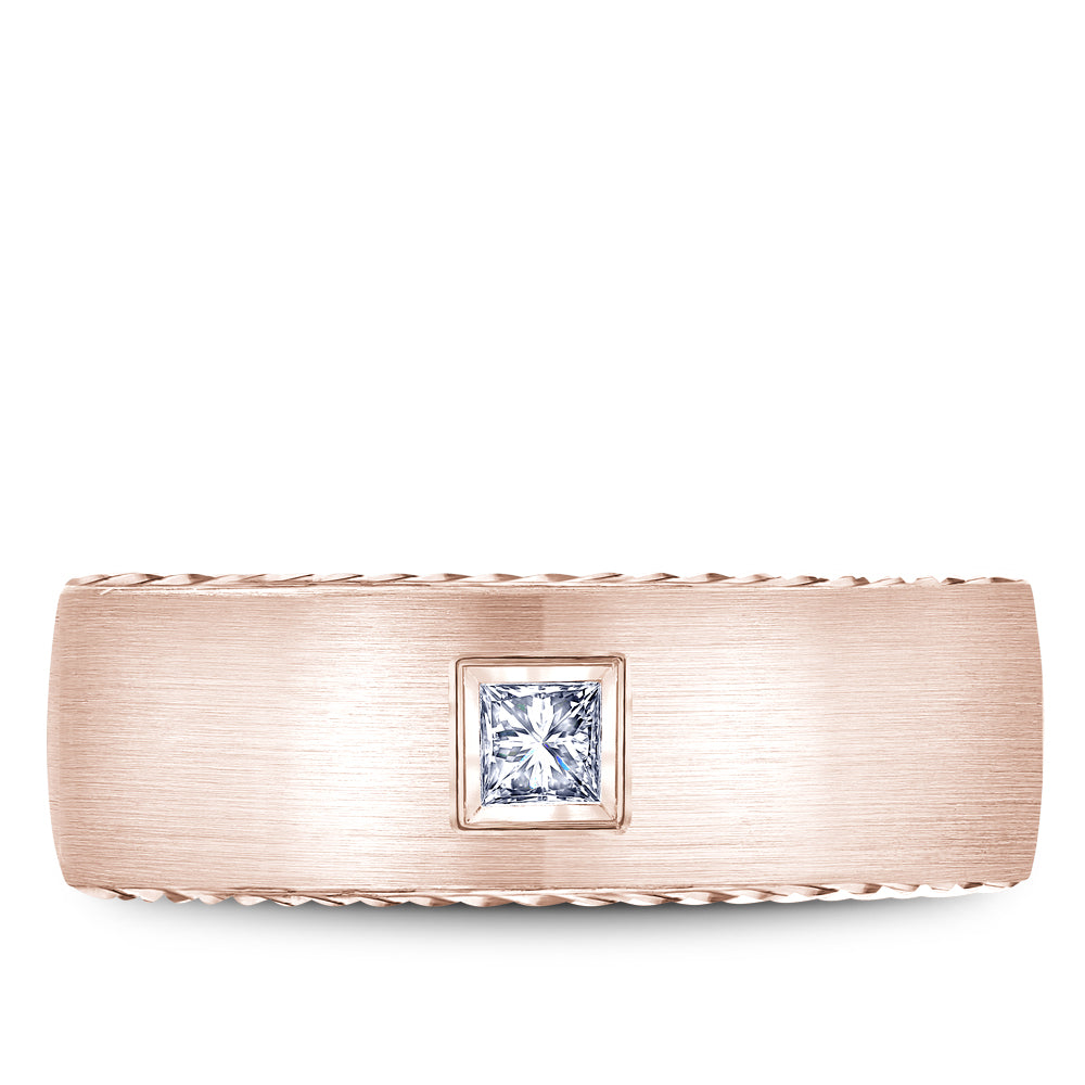 Bleu Royale Wedding Band 8.00mm Rose 14k Gold With 1 PR TCW 0.15ct
