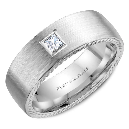 Bleu Royale Wedding Band 8.00mm Platinum With 1 PR TCW 0.15ct