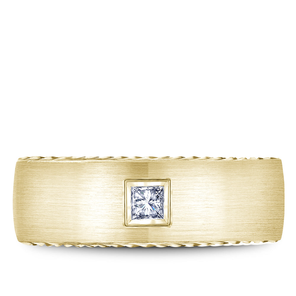 Bleu Royale Wedding Band 8.00mm Yellow 14k Gold With 1 PR TCW 0.15ct