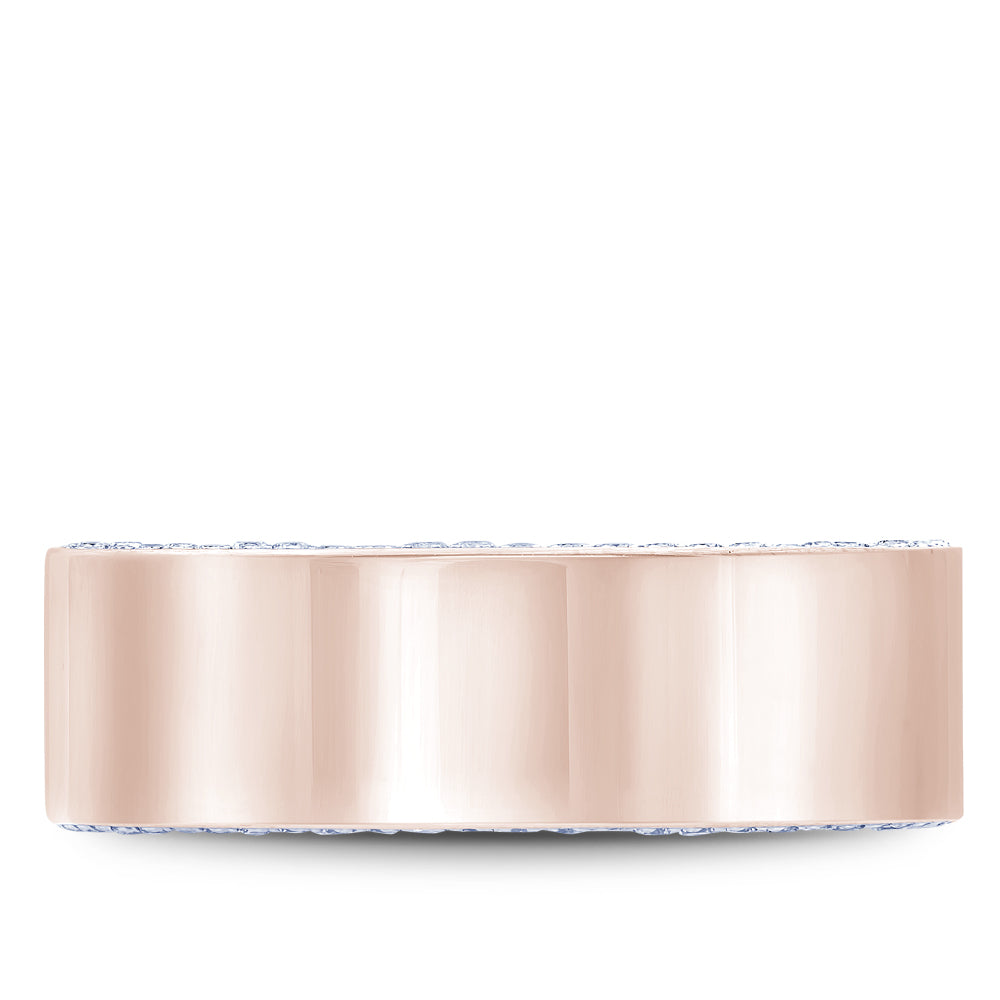 Bleu Royale Wedding Band 7.50mm Rose 18k Gold With 108 RD TCW 0.67ct