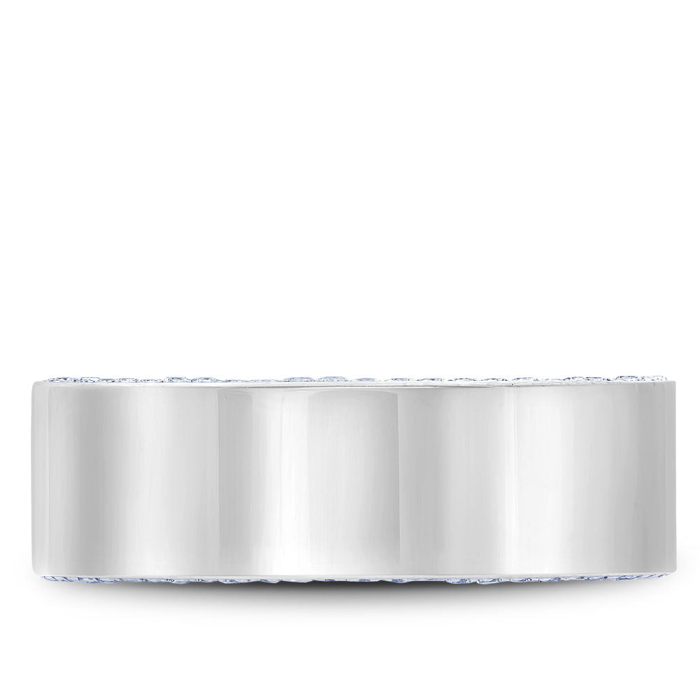 Bleu Royale Wedding Band 7.50mm White 18k Gold With 108 RD TCW 0.67ct