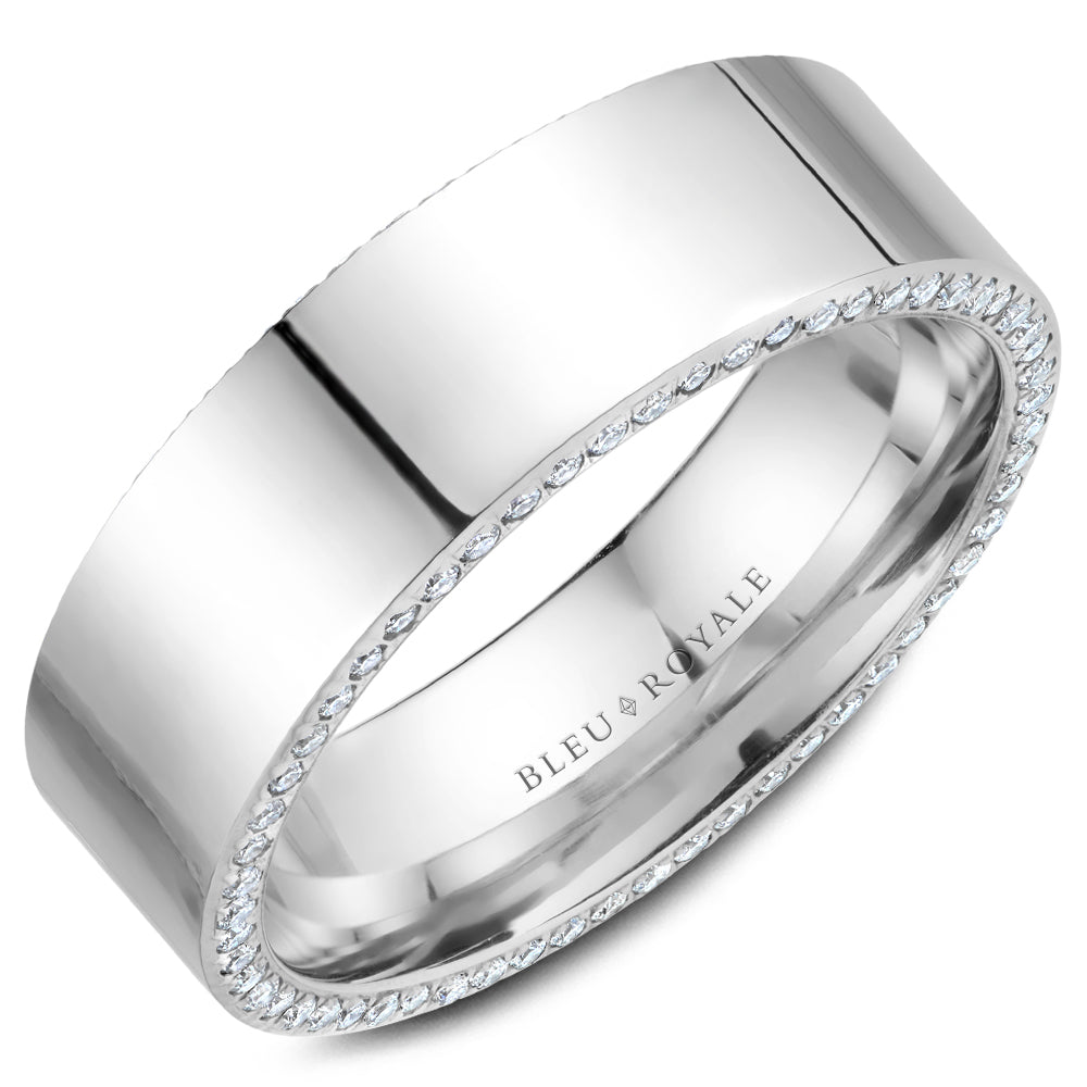 Bleu Royale Wedding Band 7.50mm Platinum With 108 RD TCW 0.67ct