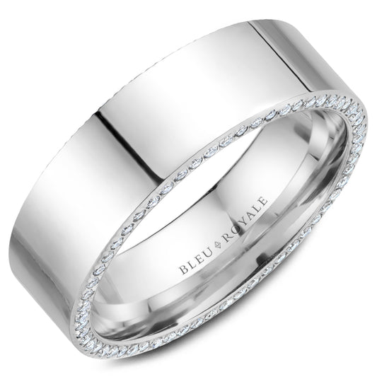 Bleu Royale Wedding Band 7.50mm Platinum With 108 RD TCW 0.67ct