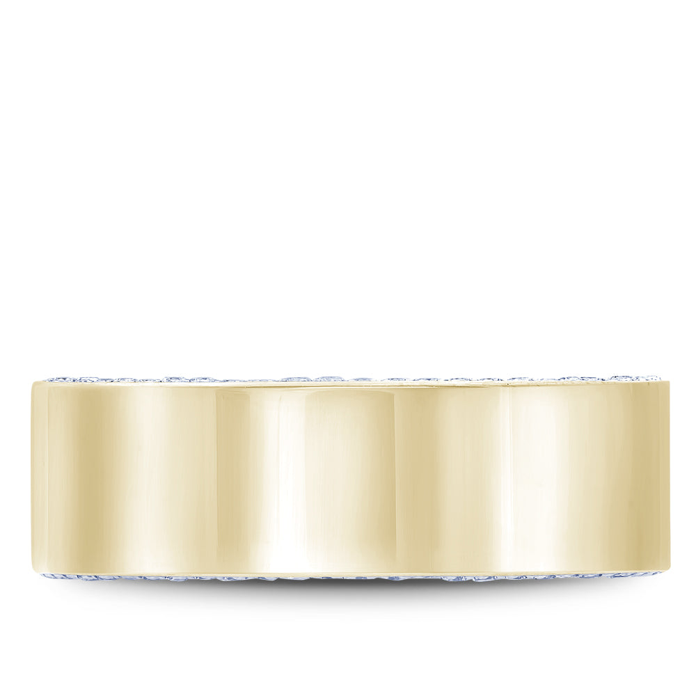Bleu Royale Wedding Band 7.50mm Yellow 18k Gold With 108 RD TCW 0.67ct