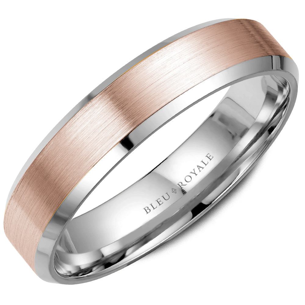 Bleu Royale Legacy Wedding Band 5.00mm Rose and White 14k Gold