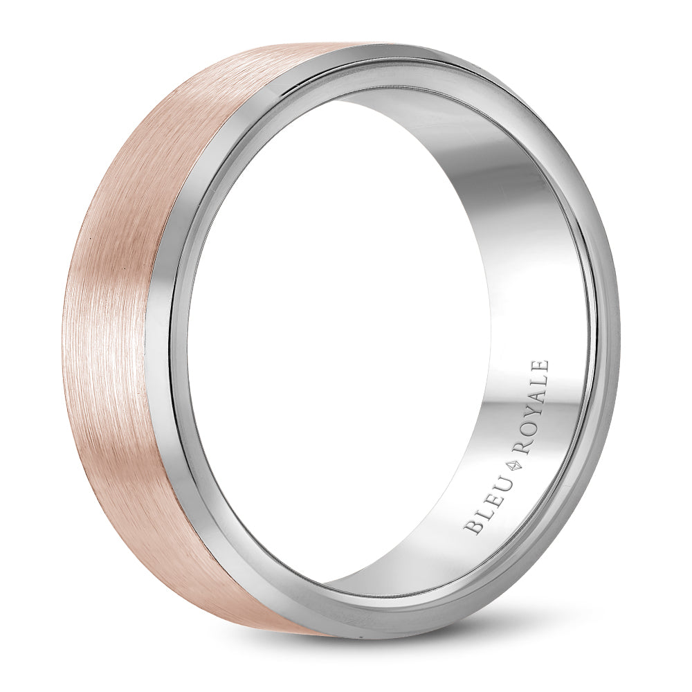 Bleu Royale Legacy Wedding Band 7.50mm Rose and White 14k Gold