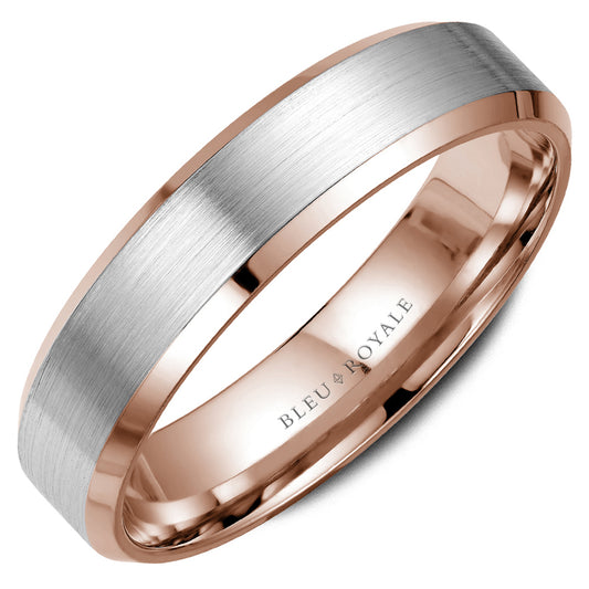 Bleu Royale Legacy Wedding Band 5.00mm White and Rose 14k Gold