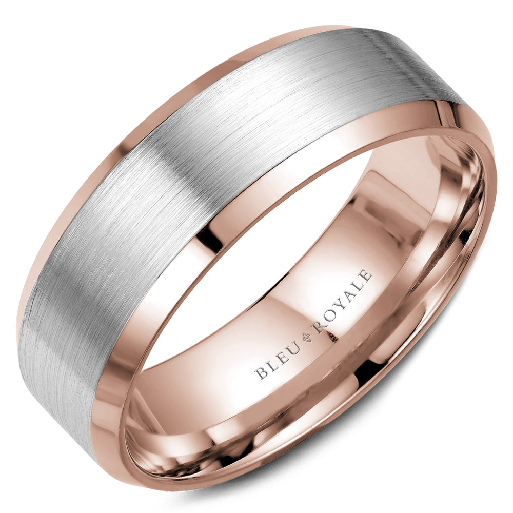 Bleu Royale Legacy Wedding Band 7.50mm White and Rose 14k Gold