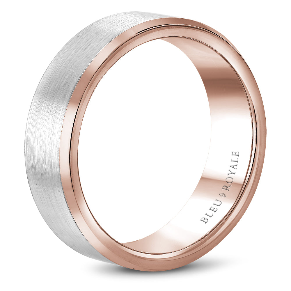 Bleu Royale Legacy Wedding Band 7.50mm White and Rose 14k Gold