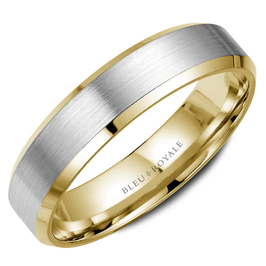 Bleu Royale Legacy Wedding Band 5.00mm White and Yellow 18k Gold