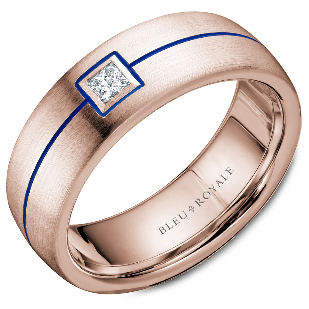 Bleu Royale Legacy Wedding Band 7.50mm Rose 18k Gold With 1 PR TCW 0.15ct
