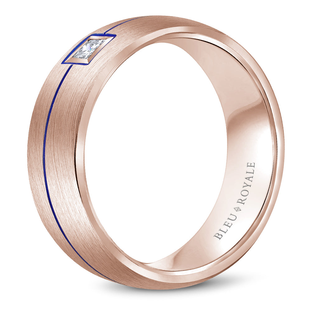 Bleu Royale Legacy Wedding Band 7.50mm Rose 18k Gold With 1 PR TCW 0.15ct