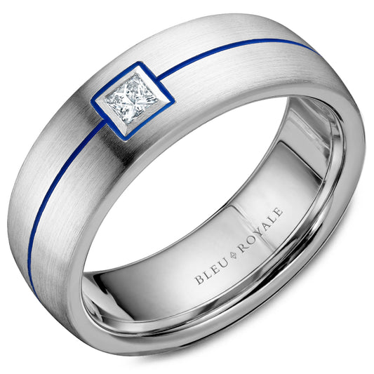 Bleu Royale Wedding Band 7.50mm Platinum With 1 PR TCW 0.15ct