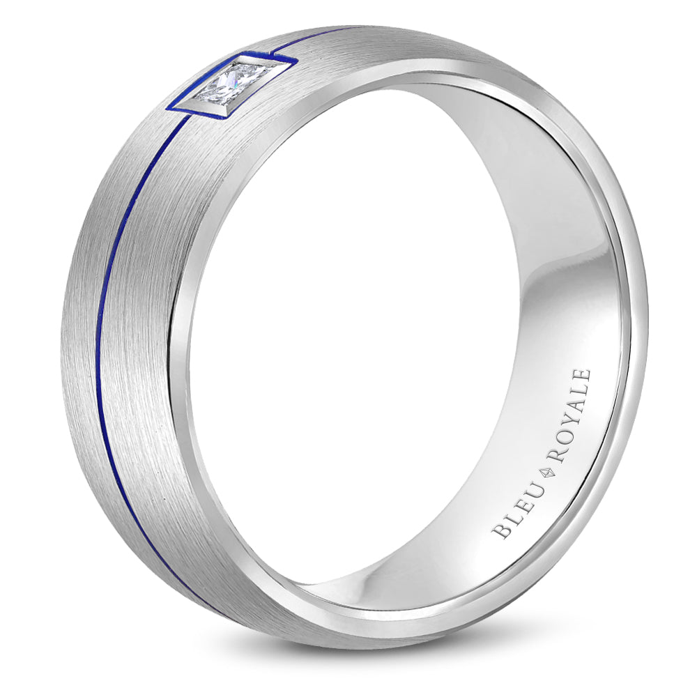 Bleu Royale Wedding Band 7.50mm Platinum With 1 PR TCW 0.15ct
