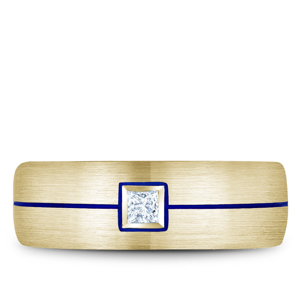 Bleu Royale Wedding Band 7.50mm Yellow 14k Gold With 1 PR TCW 0.15ct