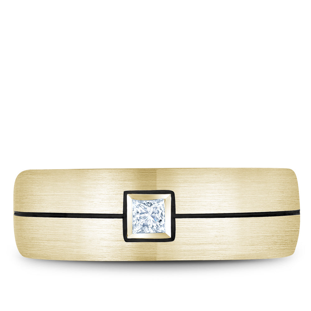 Bleu Royale Wedding Band 7.50mm Yellow 18k Gold With 1 PR TCW 0.15ct