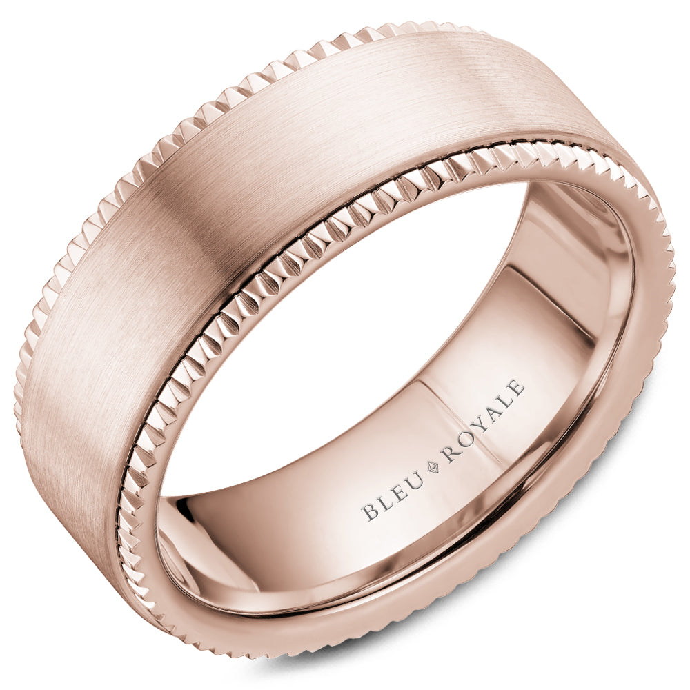 Bleu Royale Legacy Wedding Band 8.00mm Rose 18k Gold
